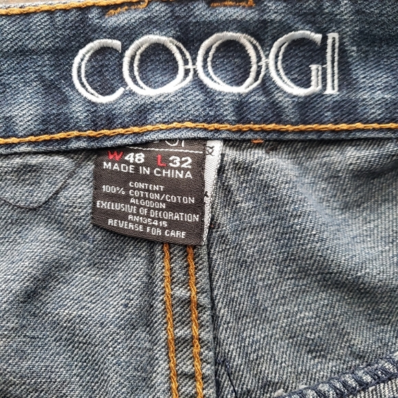 Vintage Coogi Aussie Men's Baggy Embroidered British Flag Y2K Jeans Sz 48 X 32 - Picture 10 of 13
